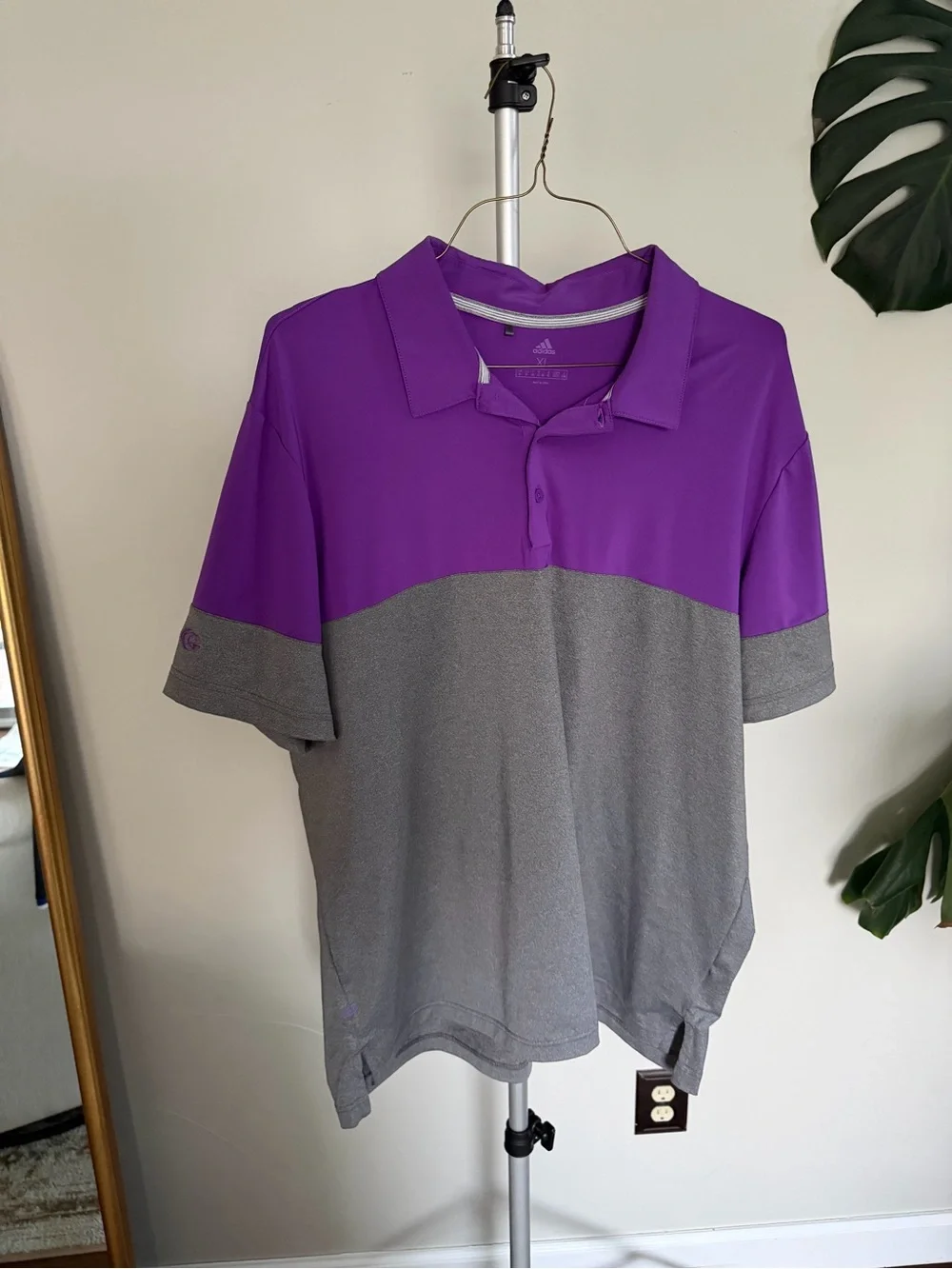 adidas Men’s Purple and Gray Colorblock Polo